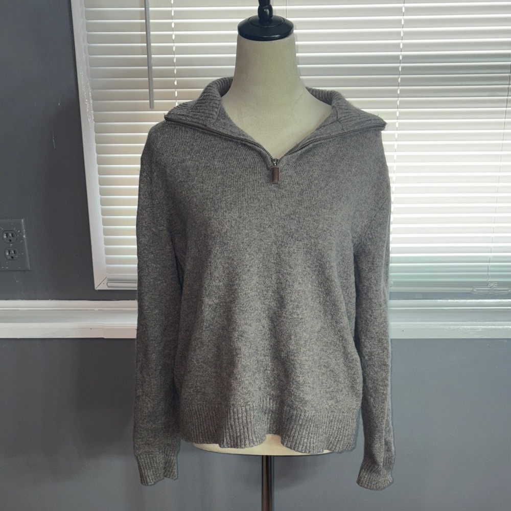 J.Crew Mercantile Gray Quarter-Zip Sweater Size L